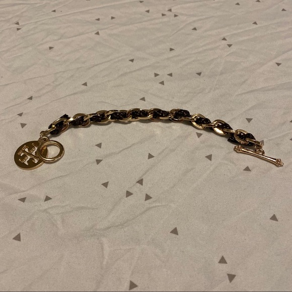 Tory Burch Gold Tone & Leather Toggle Bracelet - Picture 5 of 6